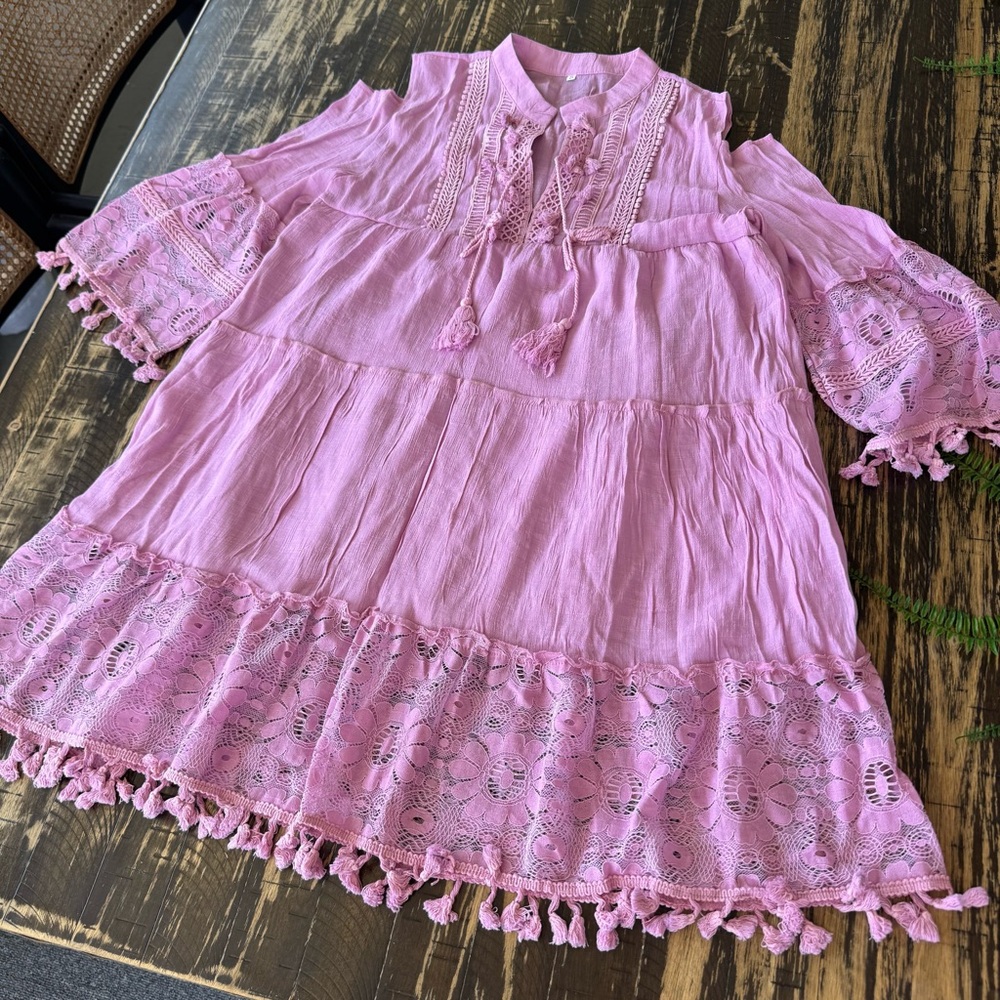 NEW 💕 Tassel Boho Summer Crochet Dress - SMALL